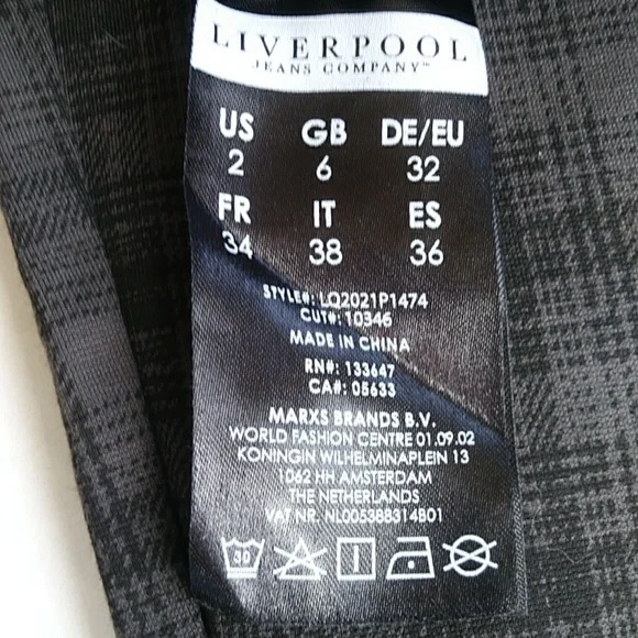 Liverpool Maternity Plaid Stitch Fix Legging 2 / 26 Black Gray - Picture 5 of 15